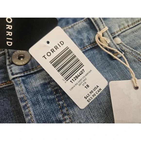 Torrid Size 18 Jean Shorts Denim 3.5in High Rise Short Vtg Montauk Shorts NWT - Picture 8 of 14